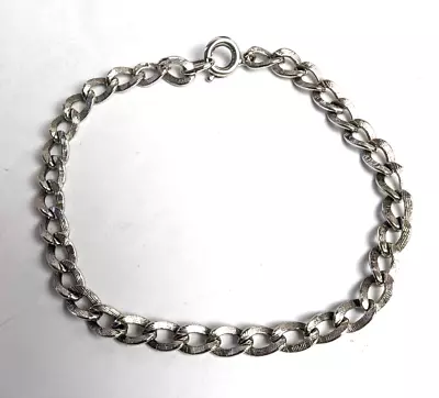 Vintage Sterling Silver .925 Textured Links Starter Charm Bracelet 7.25” • $19.95