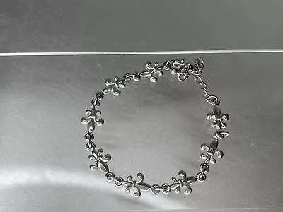 Vintage Fleur De Lis French Link Bracelet Silver Tone Lobster Clasp 6-9in • $12.34