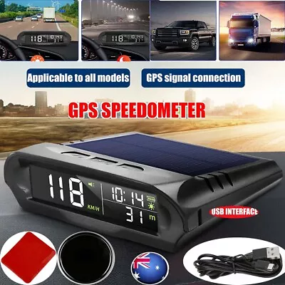 Car Digital Speedometer Wireless HUD Headup Display Solar GPS LCD Screen KMH/MPH • $39.99