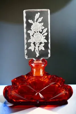 Vintage Czech Perfume Bottle Rare Red Vogel And Zappe Pristine • £341.82