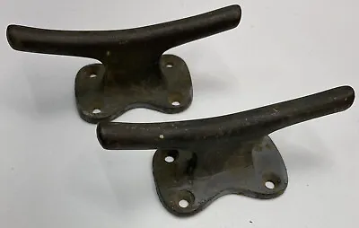 Vintage Pair Brass  Boat Dock Deck Cleats  4” • $145