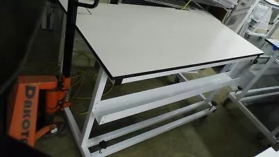 60 W X 30 D X 35 H Cream Laminate Top Lab Bench/table W/ Castors & Wheel Stops • $599.99