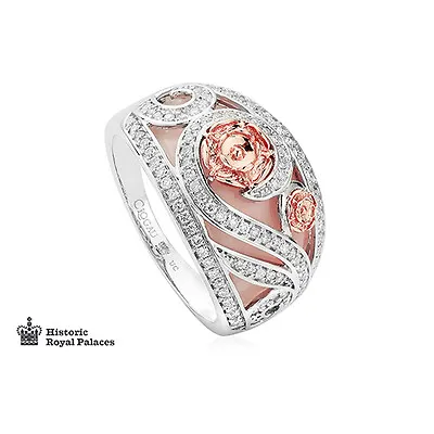 £700 • Buy NEW Clogau 18ct White & Rose Gold Tudor Rose Pink Opal Ring £1400 Off! SIZE O