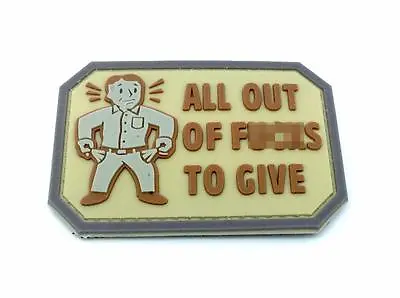 All Out Of F**ks To Give Tan PVC Airsoft Patch • £5.49