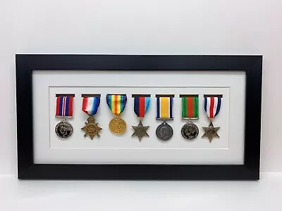 Military WorldWarSport Medal Display 3D Box Frame For Seven Medal In White Mount • £27