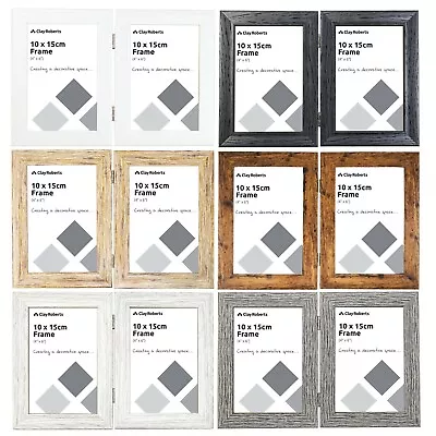 £5.39 • Buy Double Photo Frame 6 X 4 Brown Black White Grey 6x4 Twin Multi Picture Frame