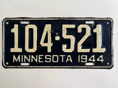 1944 Minnesota License Plate WWII Single Plate Year All Original Has Extra Hole • $24.99