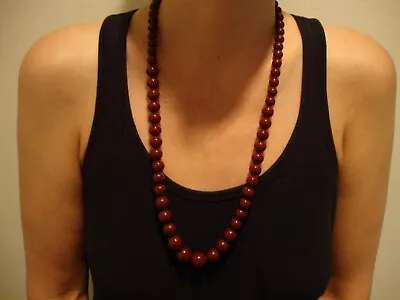 Vintage 28  Chocolate Brown Bakelite Necklace! Graduated Round Beads! • $449.99