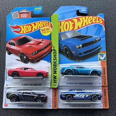 Hot Wheels ‘15 Dodge Challenger SRT HELLCAT Red ‘18 Demon Color Variation Set • $39.95