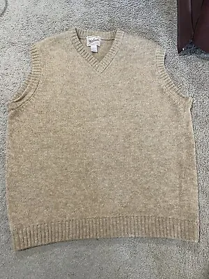 Woolrich V-Neck Sleeveless 100% Wool Camel Sweater Vest Men’s Size XL • $36.77