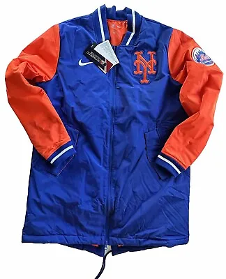 New York Mets MLB Nike Men's AC Dugout Full Zip Jacket Royal / Orange Size M • $163.80