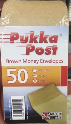 50 X Brown Money Envelopes Small Money Envelopes Dinner Money Coin Tuck Pocket • £3.45