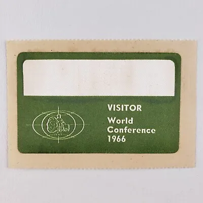 World Conference Name Badge 1966 Visitor Peace Vintage 1960s Green Decal A1202 • $30.30
