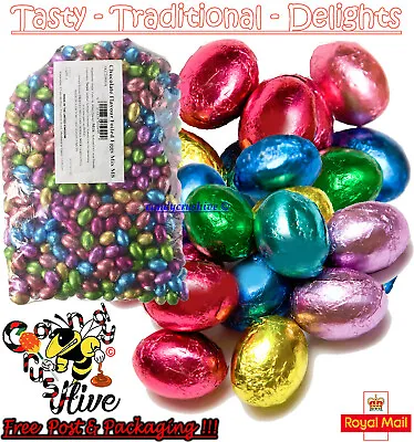 50 Foiled Coloured Milk Chocolate Mini Eggs Retro Chocolates Sweets Pick N Mix • £5.97