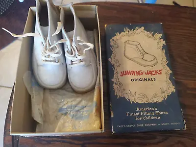 Vintage White Leather Baby Shoes/high Boots Jumping Jacks Originals Size 4D*Box • $14