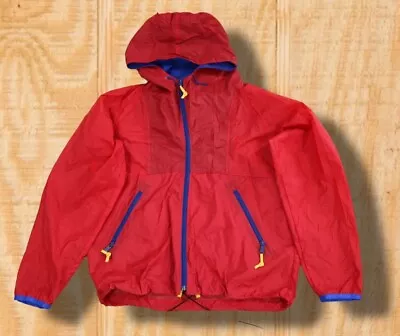 Vintage Sierra Designs Medium Nylon Red Full Zip Hooded Windbreaker Parka Jacket • $29.99