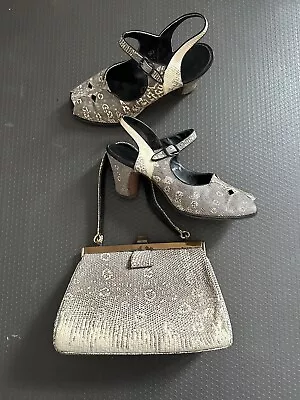 Vintage Shoes And Matching Purse Snakeskin 1940’s • $75