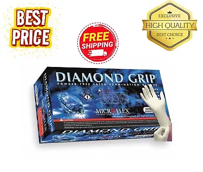 MICROFLEX DIAMOND GRIP POWDER FREE LATEX EXAM GLOVES  (Box Of 100) Large (Size 9 • $19.95