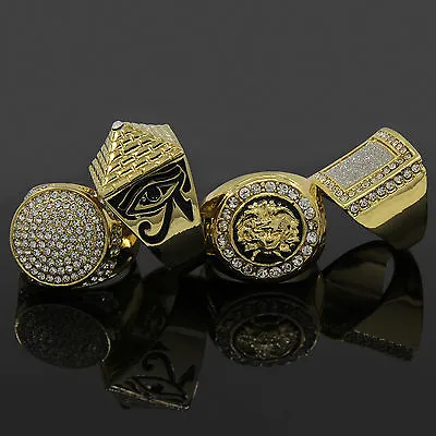 14K Gold Plated 4 Rings Bundle W/Medusa Cubic-Zirconia Size 7 8 9 10 11 12) • $24.99