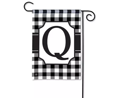 Studio M SolarSilk Garden Flag Black & White Check Monogram Q • $15