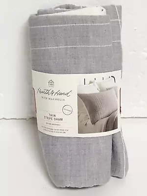 Standard Microstripe Matelassé Pillow Sham Jet Grey - Hearth & Hand Magnolia • $13.99