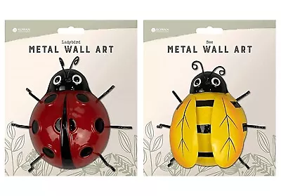 Metal Wall Ornaments Ladybird & Bee Insects Shape Garden Outdoor Decoration Gift • £6.97