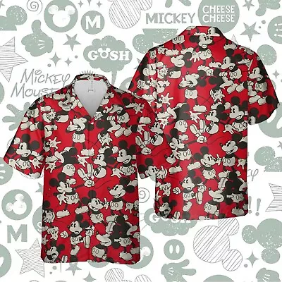Steamboat Willie Funny Mickey Mouse Disney Cartoon Themed Aloha Hawaiian Shirt • $16.99