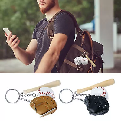 Mini Baseball Bat Keychain Three-Piece Baseball Themed Key Chain Sports Style • $8