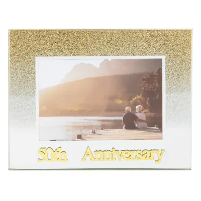 Golden Glitter 50th Anniversary Picture Frame With Acrylic Letters - 5  X 3.5... • £8.25