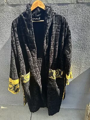 Versace Bathrobe Black  Gold Cotton Logo Robe SZ XL PLS READ • $250