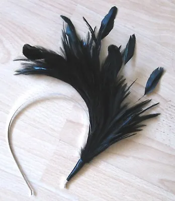 £4.90 • Buy BLACK Feather Headband Fascinator Millinery Wedding X
