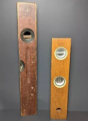 Two Antique Wooden Levels: Stanley No. 104 Made In USA & Unmarked Both Working • $7.99