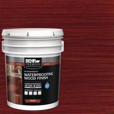 BEHR 5 Gal Redwood Transparent Waterproofing Weatherproof Exterior Wood Finish • $209.90