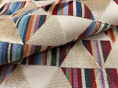Casal Geometric Triangle Epingle Cut Velvet Fabric- Chambord / Beige 1.90 Yds • $171