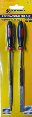 £3.99 • Buy 2pc Diamond File Set 120 Grit 4  Half Round Taper & Flat Stone Glass Metal