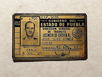 Vintage Mexican Man Sir Mister Drivers License ID Car Automobile Brass From 50's • $26.99