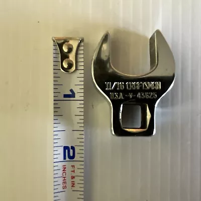 11/16  CRAFTSMAN U.S.A -V- 43625 Vintage Crowfoot Wrench 3/8  Drive • $3.79