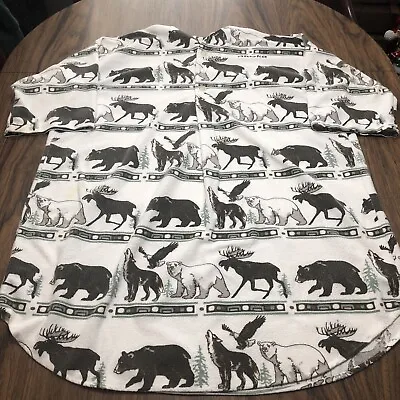 Vintage Polar Graphics Fleece Nightshirt Made USA Bear Moose Alaska Wolf Eagle • $22.12
