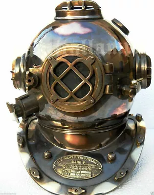 Full Size Antique U.S Navy Brass Divers Diving Helmet Mark V Deep Sea Scuba Gift • $149