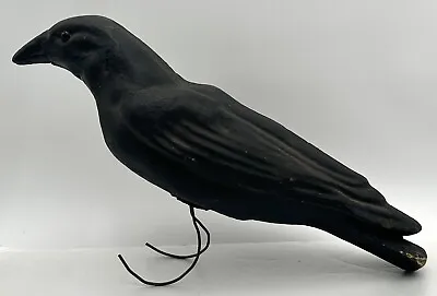 Vintage Black Crow Decoy Glass Eyes Antique Hunting Bird Papier Paper Mache • $199.95