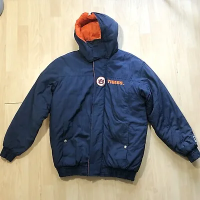 Vtg Auburn University Jacket Youth L Puffer Coat Big Logo Patch Russell • $12.89