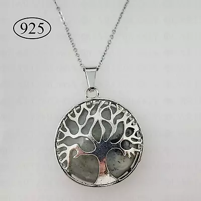 Labradorite Necklace Crystal Tree Of Life Pendant 925 Sterling Silver Chain • £5.95