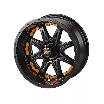 15  Revenge Mt Blk Golf Cart Wheel W/Orange Inserts (Set Of 4) • $780