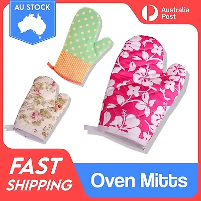 Oven Mitts BBQ Gloves Heat Resistant Proof Cotton Gloves Kitchen Cooking Baking • $7