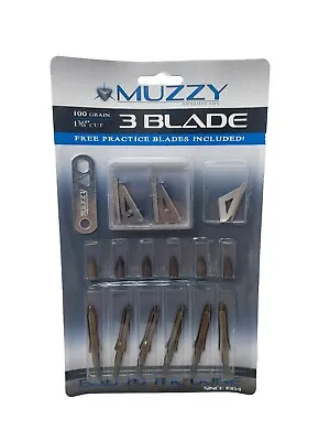 MUZZY 3 Blade Screw-In 100 Gr - 1 3/16  Cut Broadhead 6 Pack: # 225 NEW • $34.99