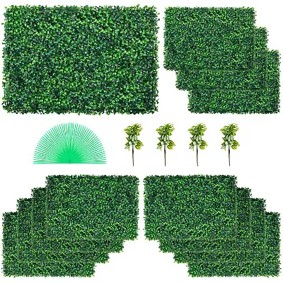 12pcs Artificial Boxwood Plant Mat Hedge 60x40cm Wall Foliage Panel Fence Decor • £43.19