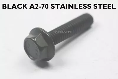 M6 Black A2 Stainless Steel Hex Head Flange Screws Bolts Hexagon Flanged Bolts • £2.52