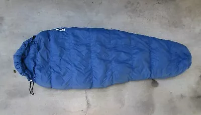 Vintage CAMP 7 Down Filled Blue Mummy Sleeping Bag Boulder Co Left Zip • $67.96