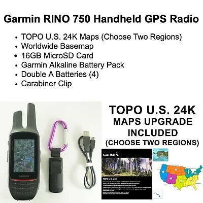 Garmin RINO 750 GPS Radio W/ Maps Upgrade TOPO US 24K Topographic Two Regions • $425