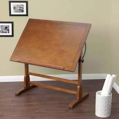 Adjustable Vintage Style  Drafting Table 42  Drawing Base Oak Finish Wood New • $288.88